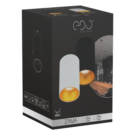 ZAMA Black Gold GU10 spot circulaire pour montage en saillie au plafond noir, centre or IP20 EDO777343 EDO Solutions