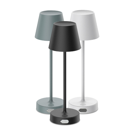 Lampe de table NELI, 2,7W LED, noir, avec batterie 2200mAh, IP54, couleur chaude, 200lm, 33cm, EDO777641 EDO Solutions