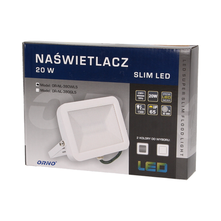 SLIM LED, Projecteur, 20W, 1500lm, IP65, 5000K, blanc Orno