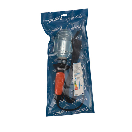 Luminaire d'atelier à main PL-2 E27 noir et orange 5m D.3036G Pawbol