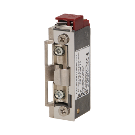 Gâche électrique symétrique avec rail de guidage et indication d'une porte non fermée, réversible, MINI