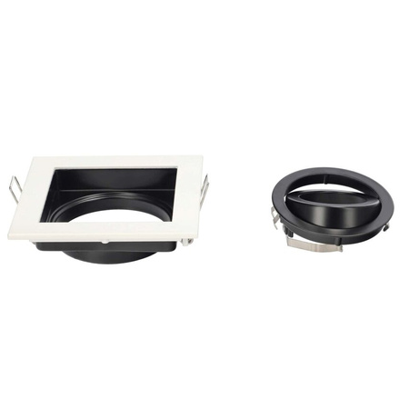 Spot de plafond encastré RUTEN 1 Blanc IP20 carré blanc-noir EDO777128 Edo Solutions