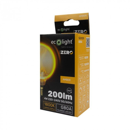 Ampoule décorative LED E27 4W 1800K chaud 200lm G80 Amber ZERO SERIES Eco Light