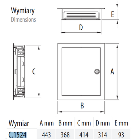 Tableau modulaire 2x12 encastré avec porte métallique IP40 C.1524 Pawbol