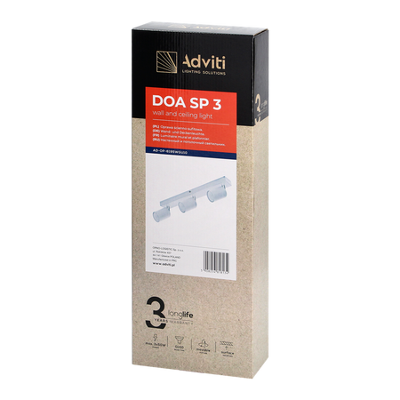 DOA SP 3I, appliques et plafonniers, GU10 max. 3x50W, IP20, blanc