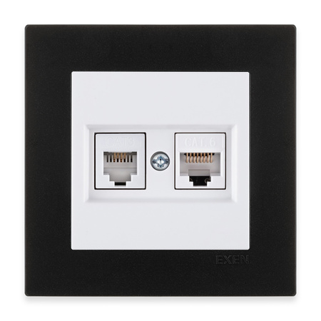 Prise informatique + téléphonique Cat.6 Blanc 256/01E EXEN