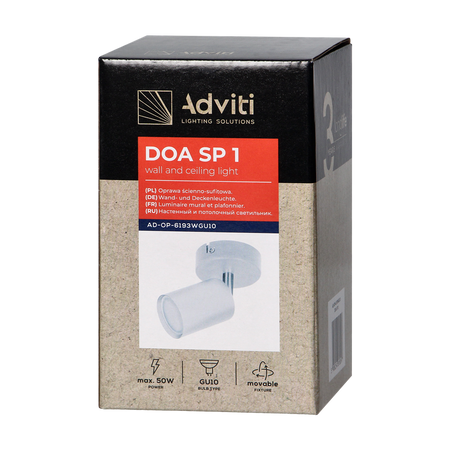 DOA SP 1O, appliques et plafonniers, GU10 max. 50W, IP20, blanc