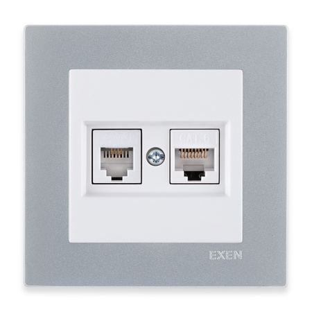 Prise informatique + téléphonique Cat.6 Blanc 256/01E EXEN