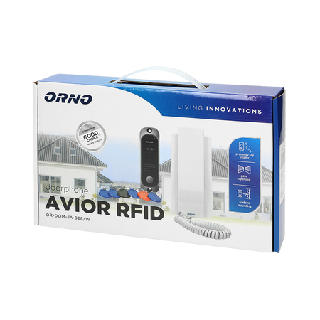 Kit d'interphone unifamilial avec interphone et lecteur de badges de proximité, blanc AVIOR OR-DOM-JA-928/W Orno