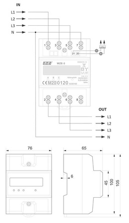 WZE-3 Indicateur de consommation d'énergie triphasé F&F