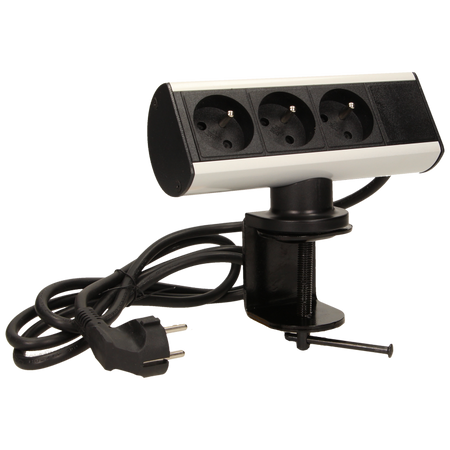 Prise de bureau avec support de montage 3x2P+Z et câble 1,8m Orno