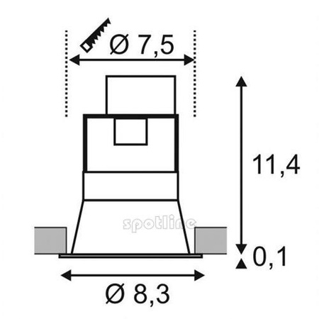 HORN encastré de plafond intérieur, simple, noir mat, GU10/QPAR51, 50W max, SLV