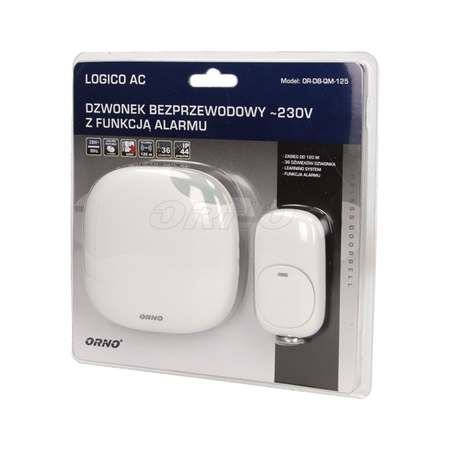 Sonnerie sans fil à piles LOGICO AC avec learning system et fonction d'alarme, Orno OR-DB-QM-125