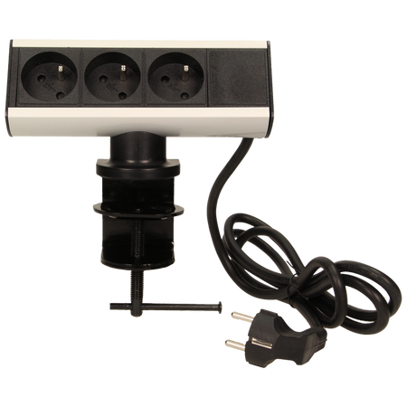 Prise de bureau avec support de montage 3x2P+Z et câble 1,8m Orno