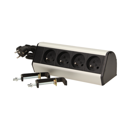 Prise de bureau avec support de montage 4x2P+Z et câble 1,8m Orno