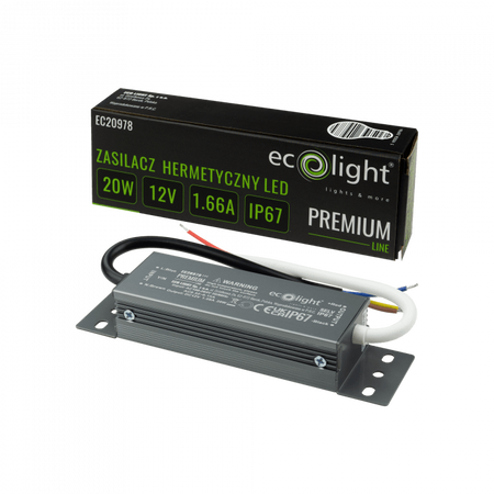 Bloc d'alimentation hermétique PREMIUM 20W 12V IP67 Eco Light