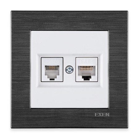 Prise informatique + téléphonique Cat.6 Blanc 256/01E EXEN