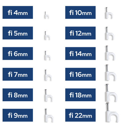 Attache-câble avec clou rond type FLOP fi 18mm blanc (pack. 100 pcs.) | HOROZ