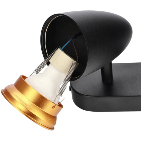 Plafonnier à 2 spots en saillie OVO 2 IP20 2xGU10 noir anneau doré EDO777239 Edo Solutions