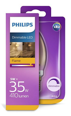Ampoule LED Philips E14& 2500K chaud 5W=35W flamme