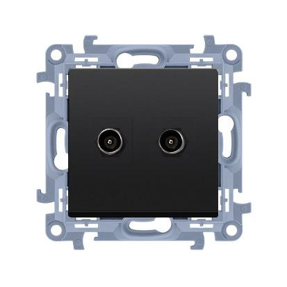 Prise antenne TV double type F (module) noir mat Simon 10