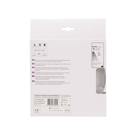 Plafonnier encastrable LED DN065B LED10S/840 PSU II WH 11W 4000K Ledinaire