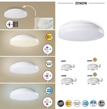 Zenon 24W IP54 2400lm LED plafonnier extérieur blanc Rabalux 2700