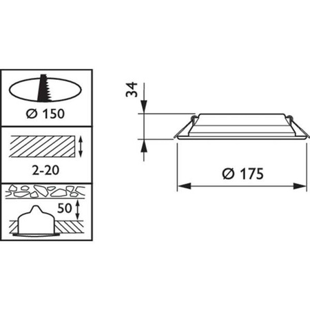 Plafonnier encastrable LED DN065B LED10S/840 PSU II WH 11W 4000K Ledinaire