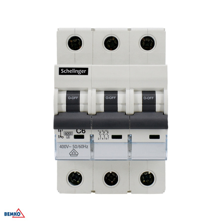Disjoncteur à maximum de courant 6KA 3P B 63A SCHELINGER