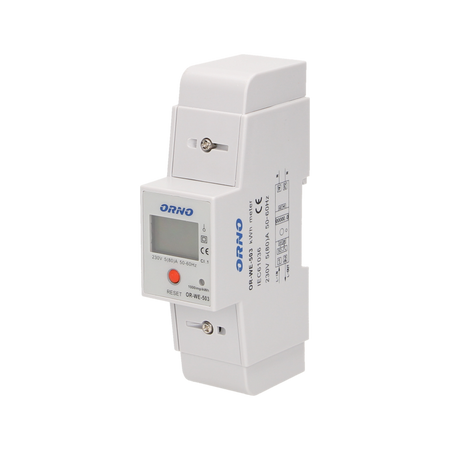 Indicateur de consommation électrique monophasé, 80A, indicateur supplémentaire, sortie impulsionnelle, bouton RESET, 2 modules, DIN TH-35mm