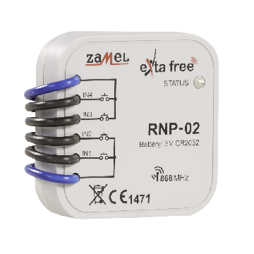 Émetteur sans fil; EXTA FREE; IP20; 3VDC; pour boîtier; -10÷55°C; RNP-02 ZAMEL