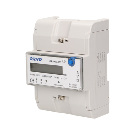 Indicateur d'électricité triphasé, 120A, 5 modules, DIN TH-35mm, bouton supplémentaire