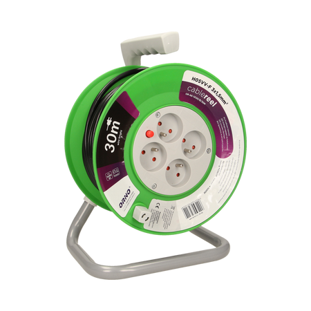 Bobine de rallonge, 4 prises 2P+Z, PVC H05VV-F 3x1,5mm2 - 30m Orno