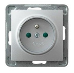 Prise simple + terre avec obturateurs, argent Ospel Impresja GP-1YZP/m/18