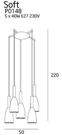 Lampe suspendue Soft 5xE27 noir P0148 Maxlight