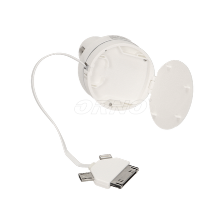 Chargeur de voiture USB 3-en-1 avec câble rétractable automatiquement, OR-AE-1390 Orno