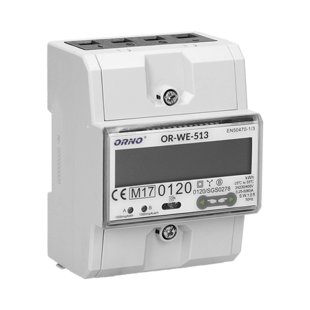 Compteur électrique triphasé, 80A, MID, 3 modules, DIN TH-35mm OR-WE-513 ORNO