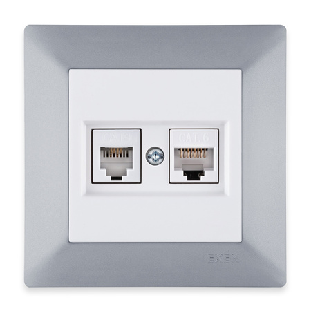 Prise informatique + téléphonique Cat.6 Blanc 256/01E EXEN