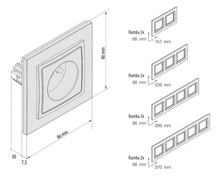 Cadre quintuple anthracite Vena2 KOS
