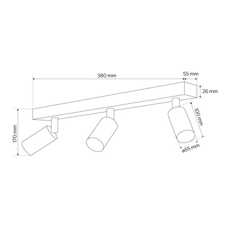Plafonnier spot pour plafond 3xGU10 noir MALGA 3 Edo Solutions