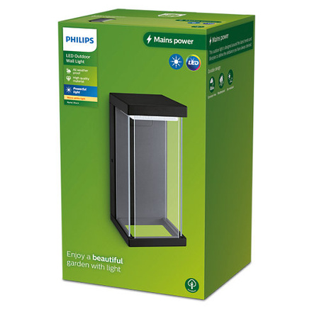 Applique de façade extérieure LED KYRIE 12W 2700K 1500lm IP44 noir Philips