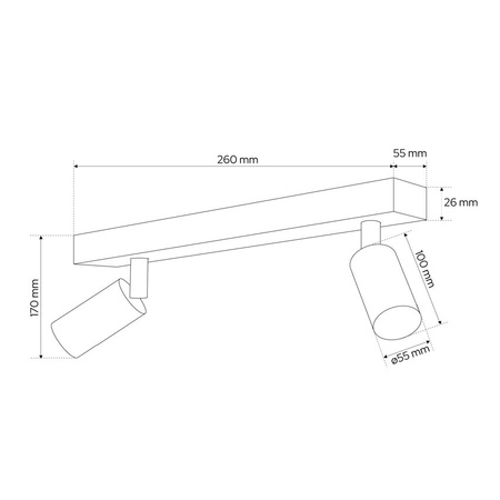 Plafonnier spot pour plafond 2xGU10 blanc MALGA 2 Edo Solutions