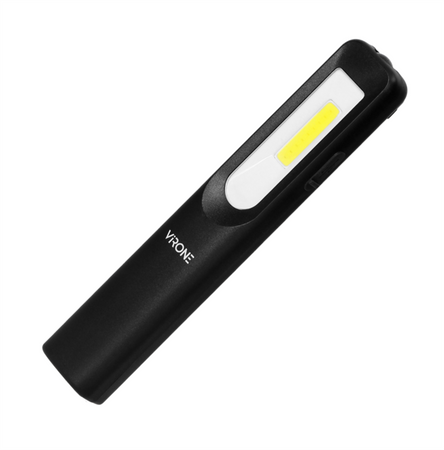 Torche d'atelier LED 3W 200lm + 3W 150lm, 1200mAh, 3 fonctions 100%, 50%, LED frontale, aimant, dragonne