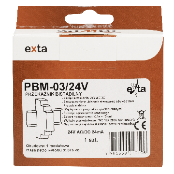 Relais: d'installation; bistable; NO; Ude bobine: 24VAC; 16A; IP20; PBM-03/24V ZAMEL