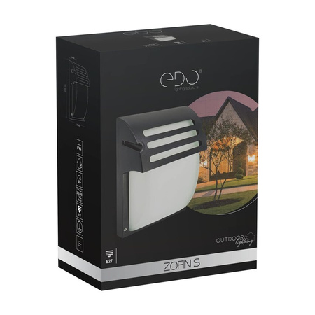 ZOFIN S E27 noir IP44 lampe murale de jardin EDO777373 Edo Solutions Garden Line