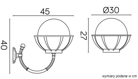 Luminaire de façade Sphères avec panier 250 K 3012/1/KPO 250 E27, 1 x 60 W, 230 V, SU-MA
