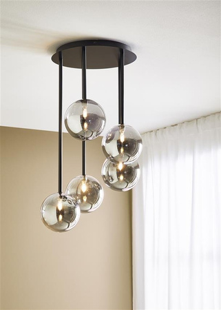 Plafonnier moderniste UNIVERSE fixation en métal sphères en verre cascade noir fumé 108111 Markslojd