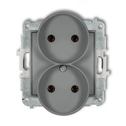 Mécanisme de prise double pour cadre sans terre 2x2P (sans obturateurs) gris mat 27MGPR-2 Karlik Mini