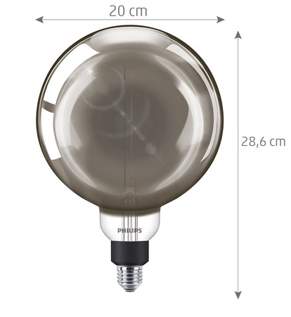 Ampoule globe à intensité variable LED Philips E27 4000K 6,5W=40W smoky décoratif