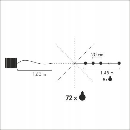 Lampes solaires sous parapluie 6500K 72xLED IP44 3.8m Polux 311566